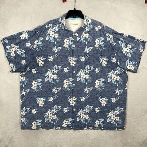 Tommy Bahama Hawaiian Shirt Mens 3XT Tall 100% Silk Blue Floral Button Up READ